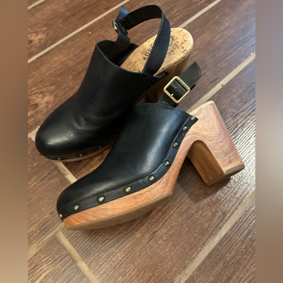 KORK Ease Sienna Slingback Leather Studded Platform Clogs- 10 - Picture 5 of 12